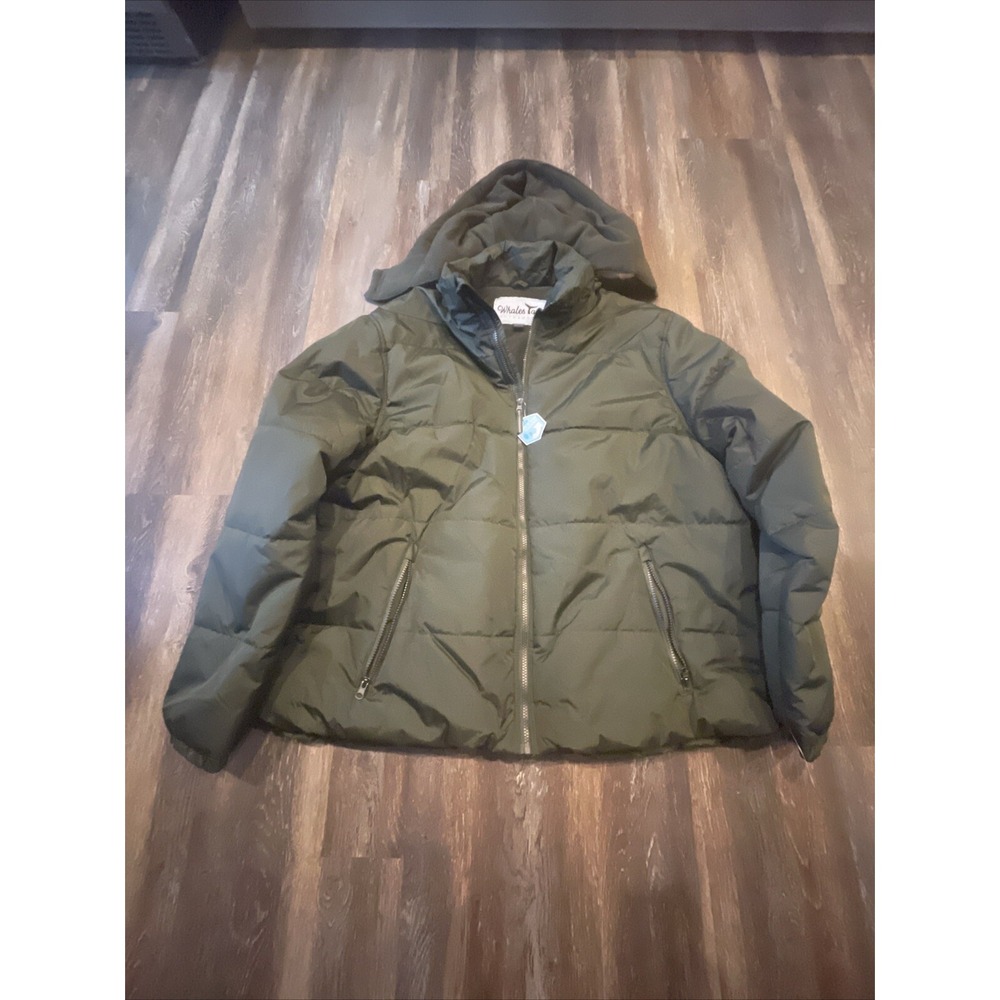 New Whales Tail Outerwear Mens 3XL Hooded Winter Coat  Green